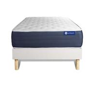 Ensemble matelas Latex et Memoire de forme ACTILATEX SLEEP 90x200 5zones de confort + sommier KIT blanc