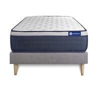 Ensemble matelas Latex+Mémoire de forme ACTILATEX MAX 120x190 cm Maxi épaisseur 7zones de confort + sommier KIT gris