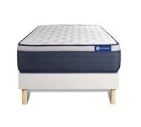 Ensemble Matelas Latex+Memoire De Forme Actilatex Max 90x190 Cm Maxi Epaisseur 7zones De Confort + Sommier Kit Blanc