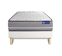 Ensemble matelas Latex + mémoire de forme ACTILATEX PUR 120x190cm 3zones de confort + sommier KIT blanc