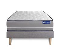 Ensemble matelas Latex + mémoire de forme ACTILATEX PUR 120x190cm 3zones de confort + sommier KIT gris
