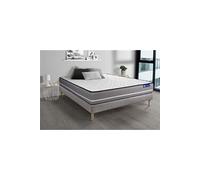 Ensemble matelas Latex + mémoire de forme ACTILATEX PUR 140x200cm 3zones de confort + sommier KIT gris
