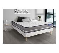 Ensemble Matelas Latex + Memoire De Forme Actilatex Pur 160x200cm 3zones De Confort + Sommier Kit Blanc