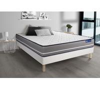 Ensemble Matelas Latex + Memoire De Forme Actilatex Pur 160x200cm 3zones De Confort + Sommier Kit Blanc