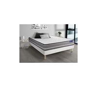 Ensemble matelas Latex + mémoire de forme ACTILATEX PUR 200x200cm 3zones de confort + sommier KIT blanc