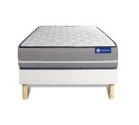 Ensemble Matelas Latex + Memoire De Forme Actilatex Pur 80x200cm 3zones De Confort + Sommier Kit Blanc