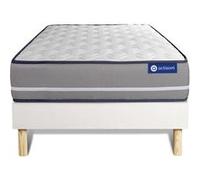 Ensemble Matelas Latex + Memoire De Forme Actilatex Pur 90x200cm 3zones De Confort + Sommier Kit Blanc