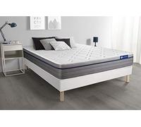 Actisom Ensemble Matelas Latex+Mémoire de Forme ACTILATEX Zen 180x200 Maxi épaisseur 7zones de Confort + sommier KIT Blanc - Epaisseur : 26 cm - Confort : Equilibré