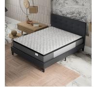 November- Ensemble Matelas + LIT (120x190cm)- Matelas Elekctra Ressorts ensachés & mémoire de Forme Épaisseur 30cm + Sommier Bois Stable & Robuste revêtement synthétique Noir