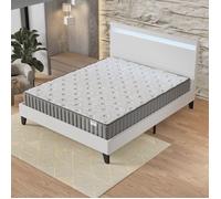 November- Ensemble Matelas + Sommier & tête de lit LED (160 x 200cm)- Matelas Orionis Mousse Mémoire de Forme d’épaisseur 22cm + Lit Stable & Robuste, revêtement synthétique Blanc