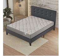 Ensemble 160x200cm-Matelas latex naturel + Lit avec tête de lit et sommier à lattes, Matelas 16cm d'épaisseur
