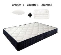 Ensemble matelas mémoire de forme 90x190 cm Memo HR + couette 140x200 + oreillers 60x60