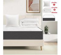 Ensemble matelas mémoire de forme 90x190 Memo HR + couette 140x200 + oreillers 60x60