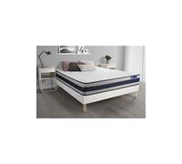 Ensemble Matelas Memoire De Forme Actimemo Ergo 180x200 Cm Maxi Epaisseur 5zones De Confort + Sommier Kit Blanc