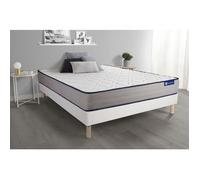 Ensemble Matelas Memoire De Forme Actimemo Form 140x190 Cm 5zones De Confort + Sommier Kit Blanc