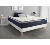 Ensemble Matelas Memoire De Forme Actimemo Max 200x200 Cm Maxi Epaisseur 7zones De Confort + Sommier Kit Blanc