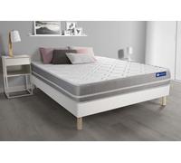 Ensemble Matelas Mémoire de Forme ACTIMEMO Touch 140x190 3zones de Confort + sommier KIT Blanc - Epaisseur : 20 cm - Confort : Equilibré