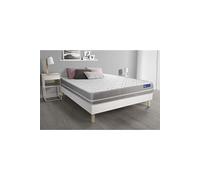 Ensemble Matelas Mémoire de Forme ACTIMEMO Touch 200x200 3zones de Confort + sommier KIT Blanc - Epaisseur : 20 cm - Confort : Equilibré