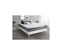 Ensemble Matelas Sommier 140x200 cm - Sommier Blanc (en kit) - ActiMemo Zen