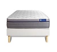 Ensemble Matelas Mémoire de Forme ACTIMEMO Zen 90x200 Maxi épaisseur 7zones de Confort + sommier KIT Blanc - Epaisseur : 26 cm - Confort : Equilibré