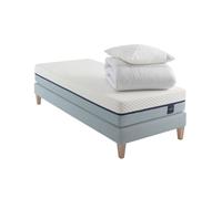 Ensemble matelas mémoire de forme, sommier, pieds, couette et oreiller Songe 600 - SOMEO 70x200 - Blanc - Garantie 7 ans - Someo