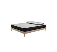 - Ensemble matelas mousse acceuil mémoire Memory - 140x190 - 2 Oreillers visco - Sommier kit chêne