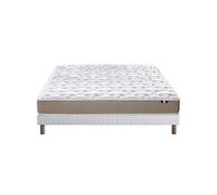 Ensemble Matelas Mousse Accueil Latex 3 Zones Initial bi Confort + Sommier 140x190 Blanc
