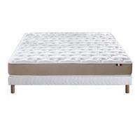 Ensemble Matelas Mousse Accueil Latex 3 Zones Initial bi Confort + Sommier 140x190 Blanc G