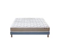 Ensemble Matelas Mousse Accueil Latex 3 Zones Initial bi Confort + Sommier 140x190 Bleu Denim
