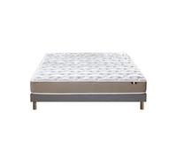 Ensemble Matelas Mousse Accueil Latex 3 Zones Initial bi Confort + Sommier 140x190 Gris Chine