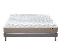 Ensemble Matelas Mousse Accueil Latex 3 Zones Initial bi Confort + Sommier 140x190 Gris Chine