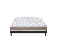 Ensemble Matelas Mousse Accueil Latex 3 Zones Initial bi Confort + Sommier 140x190 Noir