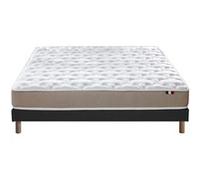 Ensemble Matelas Mousse Accueil Latex 3 Zones Initial bi Confort + Sommier 140x190 Noir G