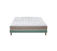 Ensemble Matelas Mousse Accueil Latex 3 Zones Initial bi Confort + sommier 140x190 Vert Celadon