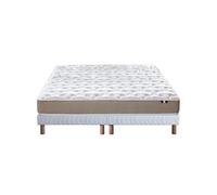 Ensemble Matelas Mousse Accueil Latex 3 Zones Initial bi Confort + Sommier 2x80x200 Blanc
