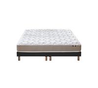 Ensemble Matelas Mousse Accueil Latex 3 Zones Initial bi Confort + Sommier 2x80x200 Noir
