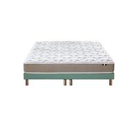 Ensemble Matelas Mousse Accueil Latex 3 Zones Initial bi Confort + Sommier 2x80x200 Vert Cela