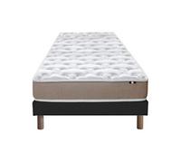 Ensemble Matelas Mousse Accueil Latex 3 Zones Initial bi Confort + Sommier 90x190 Noir