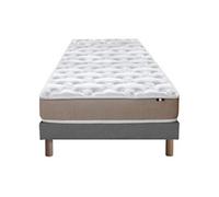 Ensemble Matelas Mousse Accueil Latex 3 Zones Initial bi Confort + Sommier 90x200 Gris Chine
