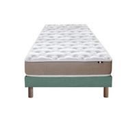 Ensemble Matelas Mousse Accueil Latex 3 Zones Initial bi Confort + Sommier 90x200 Vert Celad
