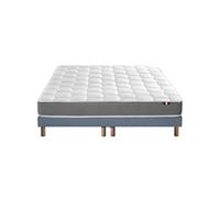 Ensemble Matelas Mousse Accueil Memoire De Forme Mam Azur + Sommier 2x80x200 Bleu Denim