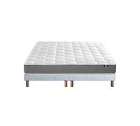 Ensemble Matelas Mousse Accueil Memoire De Forme Mam Azur + Sommier 2x80x200 Sommier Blanc
