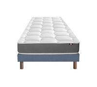 Ensemble Matelas Mousse Accueil Memoire De Forme Mam Azur + Sommier 90x200 Sommier Bleu Denim