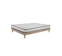 - Ensemble Matelas mousse Confort - 140x200cm - mousse - 18 cm et Sommier kit couleur chêne