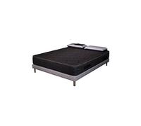 - Ensemble Matelas mousse Cosmos Black accueil mémoire - 140x190 - 2 Oreillers 70x40 - Sommier blanc