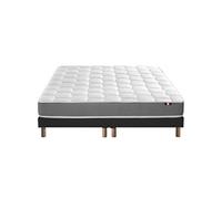 Ensemble Matelas Mousse Haute Resilience Cirrus + Sommier 2x80x200 Sommier Noir