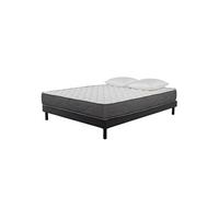 AB Matelas - Ensemble Matelas Mousse Luxe - 160x200 et 2 Oreillers mémoire 60x60 - Sommier kit Gris