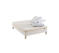Ensemble matelas mousse recyclée, sommier, pieds, couette et oreiller Aube 400 - 140x190
