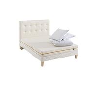 Ensemble matelas mousse recyclée, sommier, pieds, tête de lit, couette et oreiller Aube 400 - 180x200