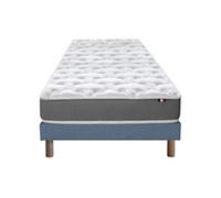Ensemble Matelas Mousse Reversible Stratus + Sommier 90x190 Sommier Bleu Denim